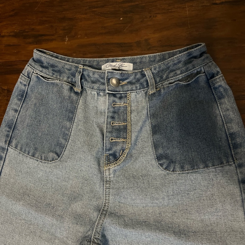 Two tones straight jeans